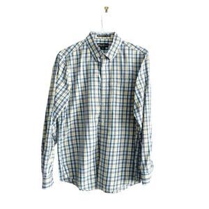 Eddie Bauer Mens Shirt Mercerized Cotton Classic Fit Long Sleeve Plaid Green Med